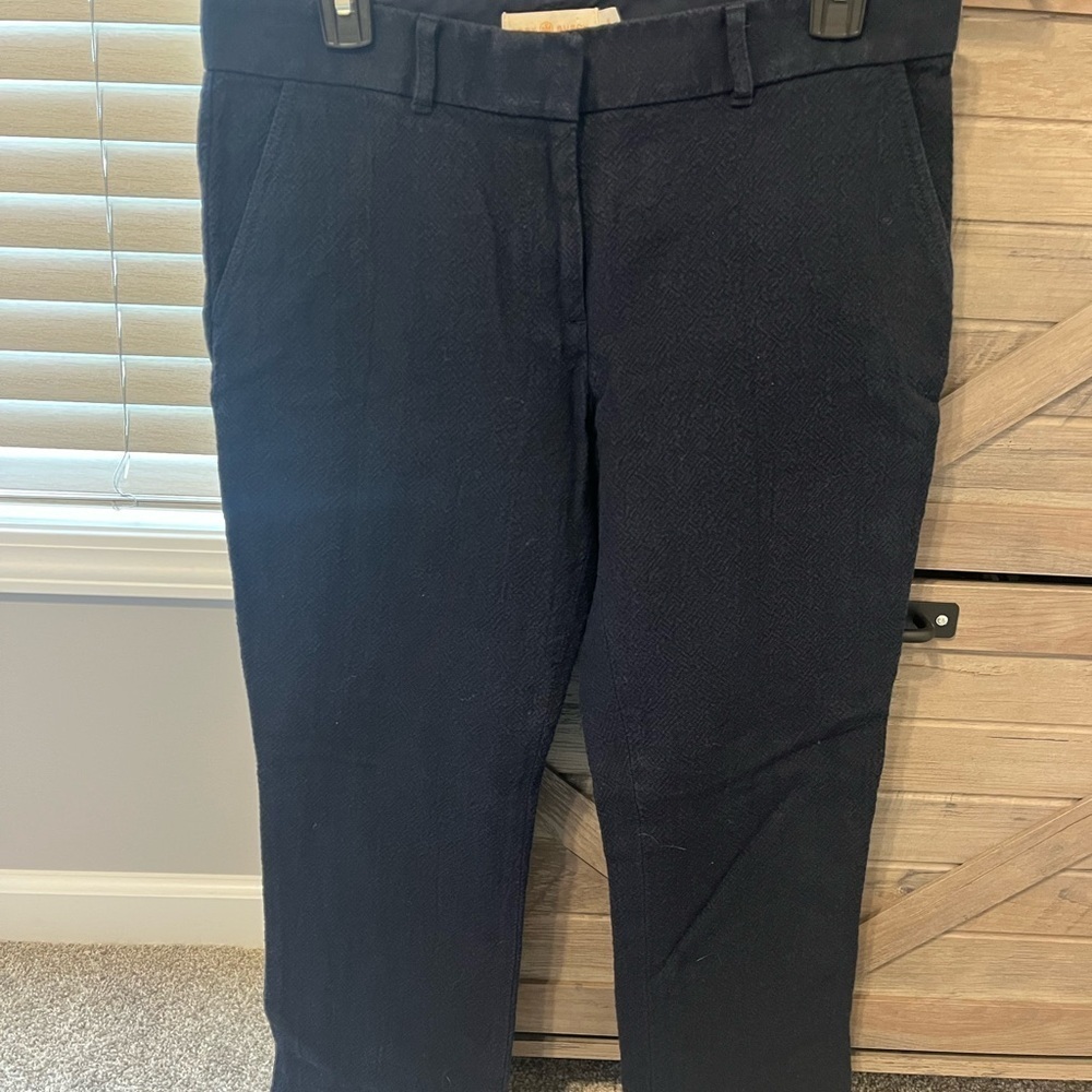Tory Burch Navy Crop Textured Cotton Pants Sz 6 EUC - Picture 4 of 7